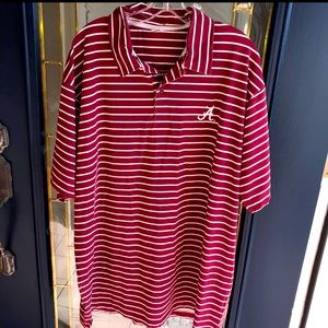 University of Alabama Crimson & White Striped Polo Shirt Mens XL w Elephant